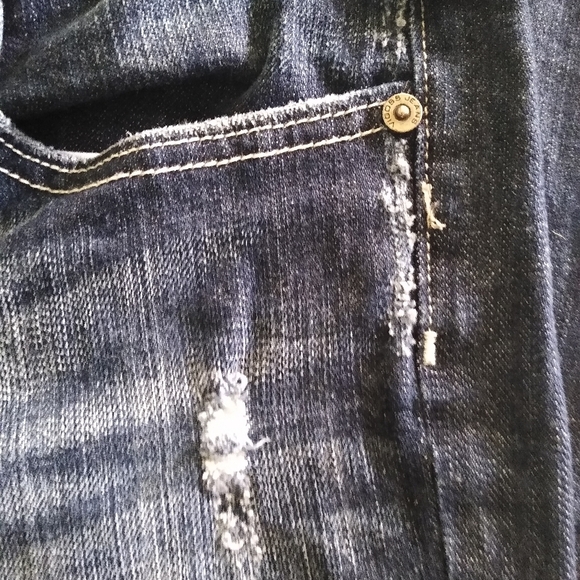 Vigoss mid rise dark wash boot cut distressed jeans Sz 11 - Picture 8 of 10